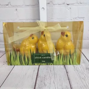 3 Ostern gelbe Küken Kerzen Set Neu aus altem Lagerbestand mit Etikett 4 Zoll OVP Frühling Baby - Bild 1 von 5