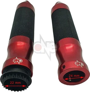 Manopole Universali in alluminio rosso per moto e scooter con adattatori gas  - Picture 1 of 1