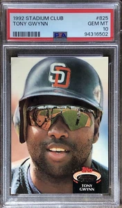 1992 Topps Stadium Club TONY GWYNN #825 Padres PSA 10 GEM MINT - Picture 1 of 3