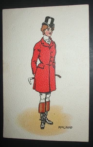 Antigua DAMA ROLAND Cómic vestida para caza de zorros camiseta roja tenía botas de montar crops - Imagen 1 de 1