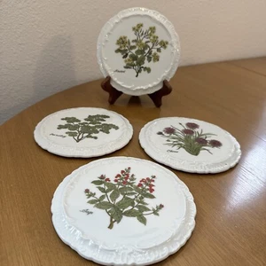 Andrea by Sadek Botanical Herb Plate Trivet Set of 4 Basil Chives Sage Rosemary - Picture 1 of 8
