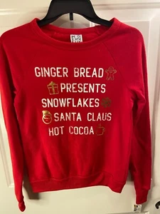 MODERN LUX Womens XS Christmas Pullover Red Sweater Gingerbread Santa Cocoa - Picture 1 of 11