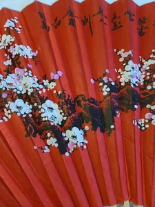 Großer 60*35 in Orientalischer Wand Deko Übergabe Fächer Rot mit Blüten Blumen - Bild 1 von 5
