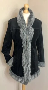Y2K 70's inspired Faux Suede Suedette Faux Fur Afghan Coat size 8 Penny Lane - Picture 1 of 22