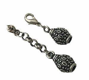 Antiqued Silver Cord Ends Lobster Clasp Connector Fancy Leaf Charm Bead Findings - Picture 1 of 3