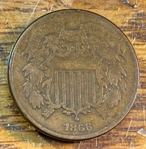 1866 Two Cent Piece Nice Original VF CHRC - Picture 1 of 2