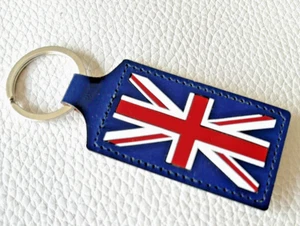Union Jack Leather Personalised Key Ring, UK Flag, Key Fob, Key Chain - Picture 1 of 8