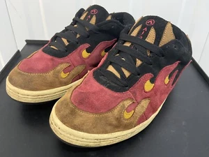 Vintage Airwalk Scorch Flames Skate Shoes Y2k Red Black Suede Rare Uk 8 - Picture 1 of 8
