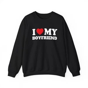 I Love Heart My Boyfriend Sweatshirt, Valentine Day Sweater Gift for Girlfriend - Picture 1 of 9