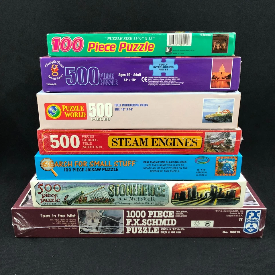 Vintage Jigsaw Puzzles Lot of 7 Unopened Mixed Brands and Scenes - Image 1 of 4