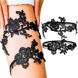 Wedding Leg Garter Belt Set White Floral Lace Garters Stretchy Leg Accessorie... - Picture 1 of 8