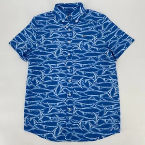 Vineyard Vines Shirt Youth Large (16) Whale Fish Print Performance Polo Shirt - Picture 1 of 6