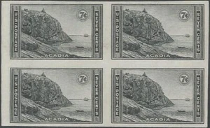 Block of 4 - Scott 762 - Imperf. NGAI - 7 cent - Acadia - 1935 - MLH - Picture 1 of 1
