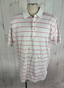 Polo Peter Millar Blanco Rosa Rayas Cuello Manga Corta - Talla XL - Imagen 1 de 8