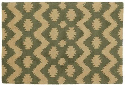 Handgefertigter Wollteppich 120x180 Grün Durchgemustert Handarbeit Handtuft 372 - Bild 1 von 4