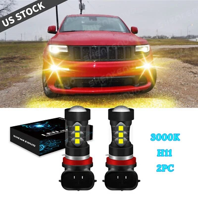 FOR JEEP GRAND CHEROKEE 2014-2018 3000k Golden Yellow H11 H8 LED Fog Light Bulbs - Image 1 of 4
