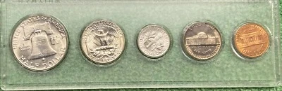 1961-D FRANKLIN HALF MINT SET - UNC - IN HOLDER - L@@K AT PICTURES!!!!!  #6680 - Image 1 of 2