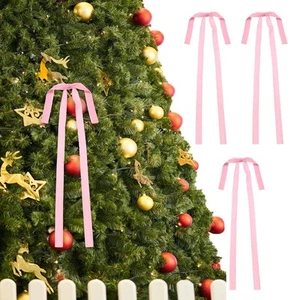 3 Pcs Pre-Tied Bows Satin Ribbon Bows 23.5x15.5" Twist Ties Gift Bows Pink - Picture 1 of 6