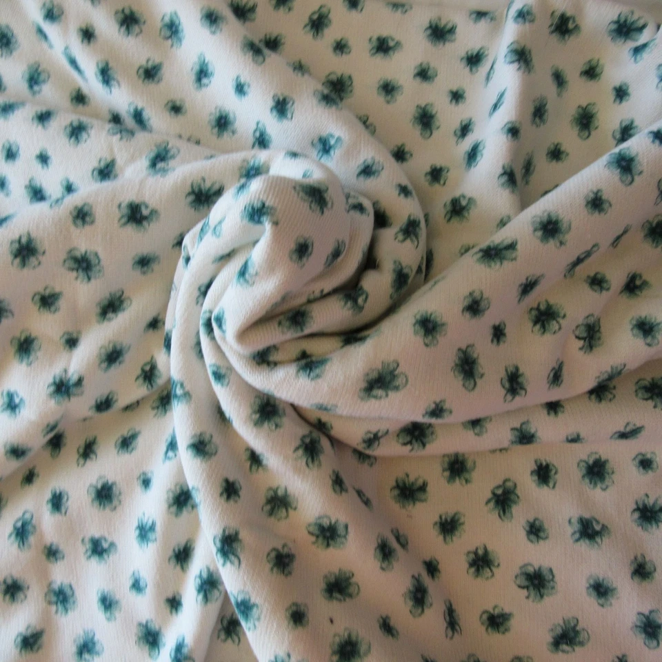 Tela tejida elástica floral blanco verde flores 60 x 156 material costura artesanía Foto 1 de 4