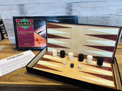 Vtg KSG Backgammon Set, 1997, Inc 30 Wooden Counters, 2 Normal Die, 1 Doubling - Image 1 of 4