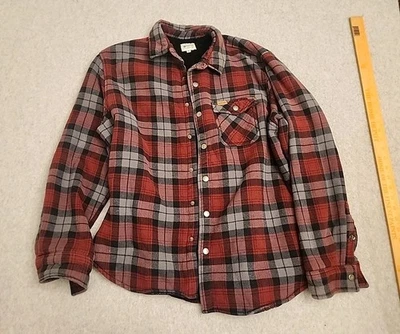 Matix Jacket Mens XL Red Black Plaid Sherpa Lined Flannel Shirt Shacket Snap - Image 1 of 4