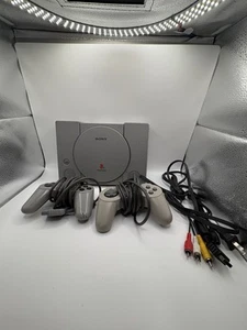 Sony PlayStation 1 Gray Game Console Tested Turn On, 2 Controllers! - Picture 1 of 8