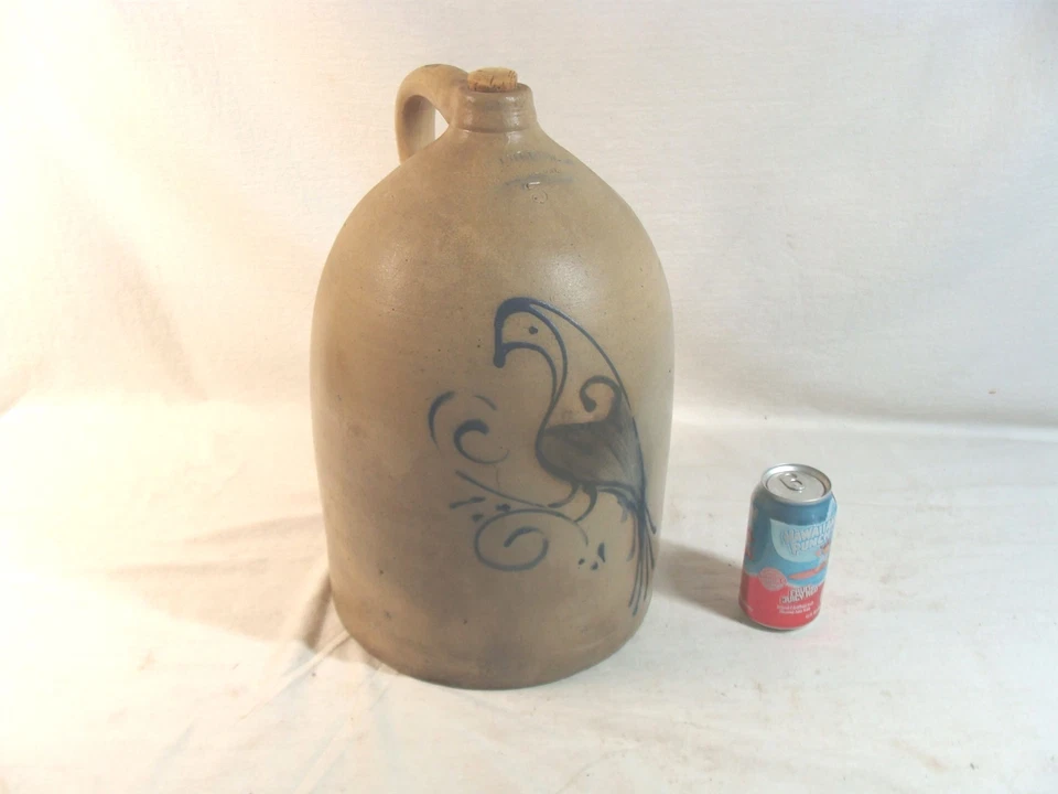 Antique 19C Flack & Van Arsdale Cornwall Canada Stoneware Bird Jug - Image 1 of 4
