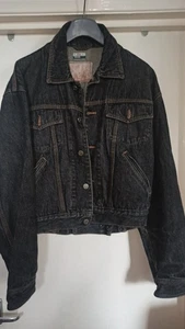 Vintage Paul Smith Denim Jacket Black Short Cropped Used Xlarge Made in England - Picture 1 of 12