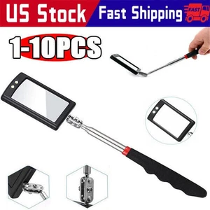 LED Lighted Mechanic Inspection Mirror Telescoping illuminate Swivel Extendable - Picture 1 of 12