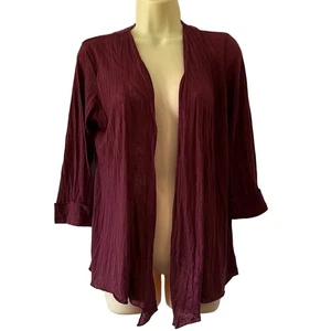 Maurices Maroon Lightweight Burnout Knit Open Front Cardigan with Lace Back Y2K - Picture 1 of 10