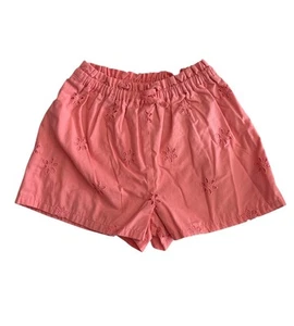 Nautica Girls Shorts Size 10 Peach Floral Cut Out Cotton Blend Stretch Waist EUC - Picture 1 of 3
