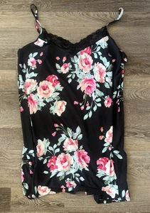 Joyspun Colección Suave Borde de Encaje Chemise Calce Relajado Negro Floral 3X 22W-24W - Imagen 1 de 5