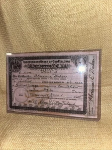 1934 Independent Order of ODD FELLOWS Official Certificate Connecticut - Picture 1 of 2