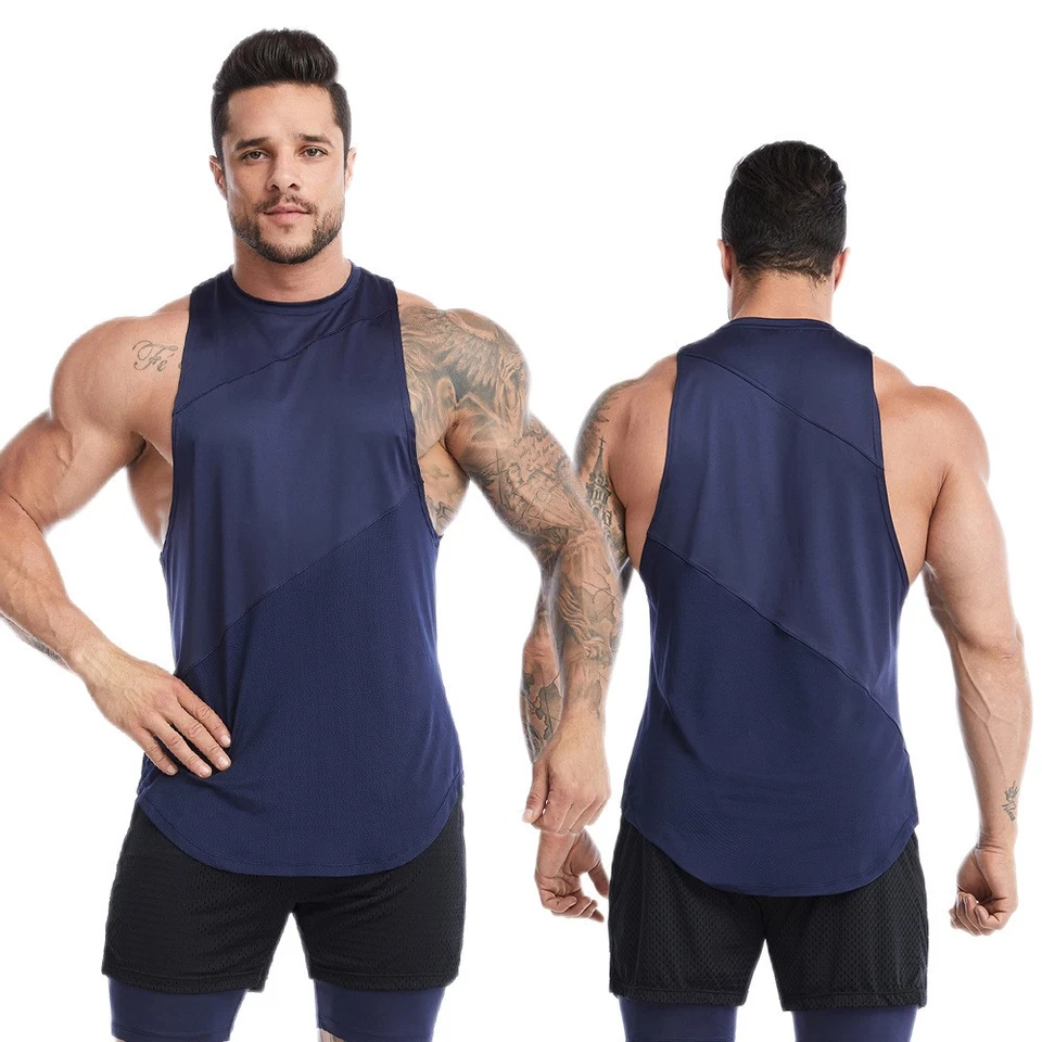 Men Sport Fitness Vest Sleeveless T-Shirt Muscle Tee Solid Blank Tank Summer Gym - Image 1 of 4