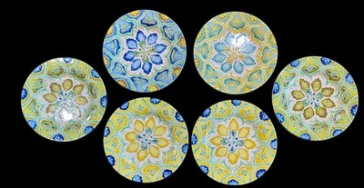 Laurie Gates Moroccan Melamine Salad Plates 8.75" Embossed Mix & Match Set of 6 - Image 1 of 4