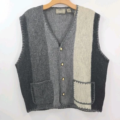 Structure Sweater Vest Men’s Size Large Gray 100% Wool Button Front Pockets  - Image 1 of 4