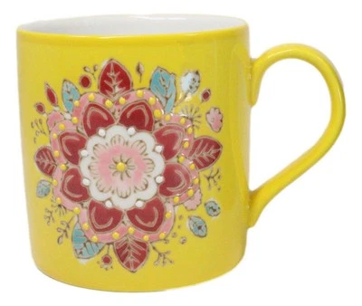 Taza de cerámica amarilla Manipura ombligo chakra zen flor de la vida mandala círculo Foto 1 de 4
