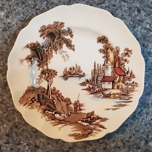 Johnson Brothers THE OLD MILL Brown Multicolor Bread Dessert Plate 1952-1977 - Picture 1 of 4