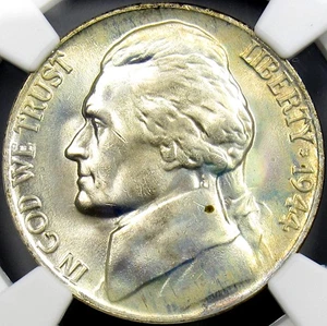 1944-P Jefferson War Nickel NGC MS67 (Great Colorful Toning)-(6594735-031) - Picture 1 of 4