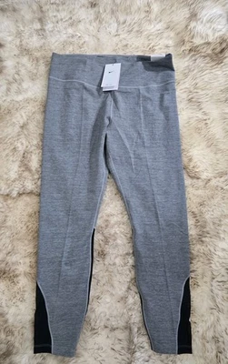 NEW! NIKE ONE XL Women Tight Fit High Rise Yoga 7/8 Leggings Gray Mesh Detail  - Image 1 of 4