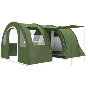 Outsunny 5-6 Man Family Tent Camping Tent with 2 Room and Carry Bag, Green - Picture 1 of 11