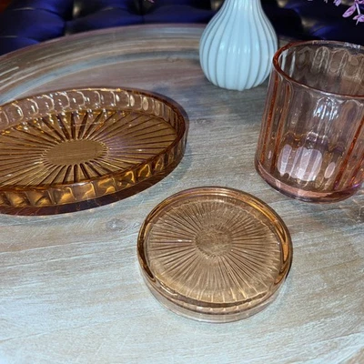 Colored Glass Bath Canister and Trinket/Catch All Tray Pink - Threshold™ : - Image 1 of 4