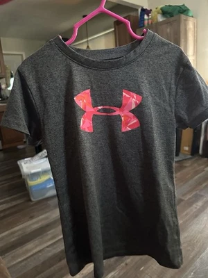 Under Armour Girls Heatgear T-Shirt Gray, Lightning, Size 6 - Image 1 of 3
