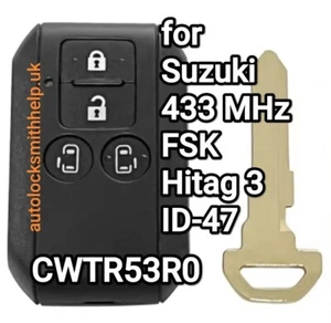 Smart Remote Key For Suzuki Swift,  433MHz ID47 CWTR53R0 7953 - Picture 1 of 1