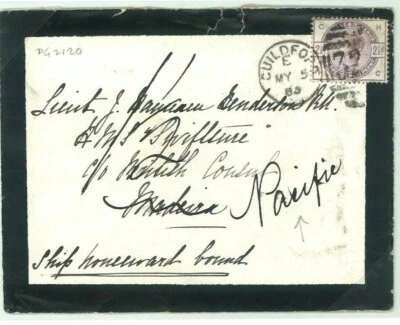 GB NAVAL Cover 1885 HMS SWIFTSURE Return Journey HONOLULU Forwarded MADEIRA D15e Foto 1 de 4