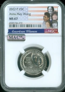 2022 P ANNA MAY WONG AMERICAN WOMEN QUARTER NGC MS67 CALIDAD MAC✔️ - Imagen 1 de 2