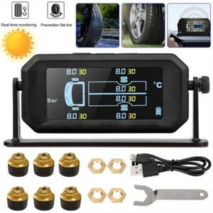 Wireless Solar TPMS LCD Car Tire Pressure Monitoring System + 6 External Sensors - Picture 1 of 12