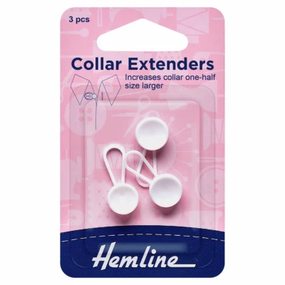 Hemline : Collar Extender White - 12mm - 3pcs - Image 1 of 2