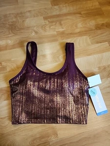 NWTMarika Maroon Shimmer Tawny Port Ombre Sports Bra Removable Cup Pads SZ M - Picture 1 of 4