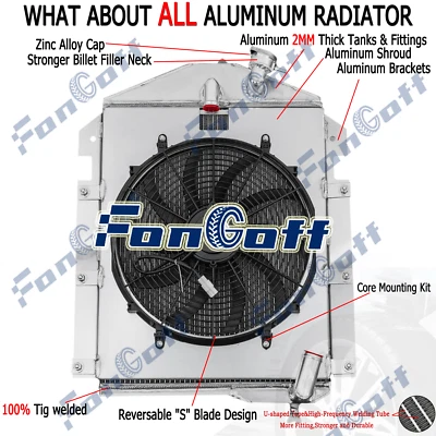 Aluminum 4 Row Radiator Shroud Fan FITS 1939-40 Chevrolet Truck KC KD KF KP 3.5L Foto 1 de 4